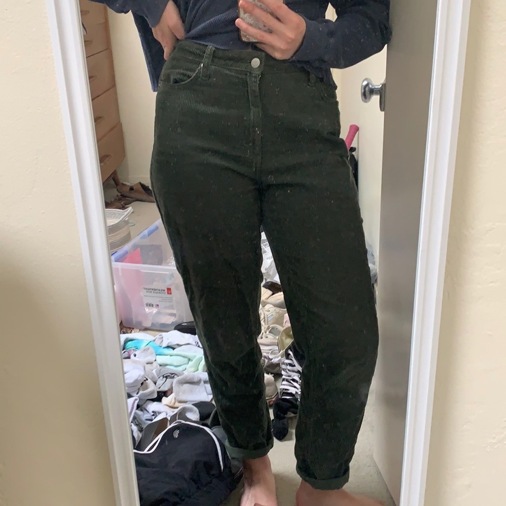 Green corduroy urban outfitter BDG mom jeans